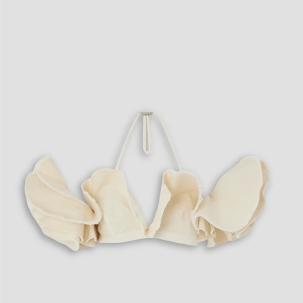Jacquemus Elegant Cream Ruffled Bralette